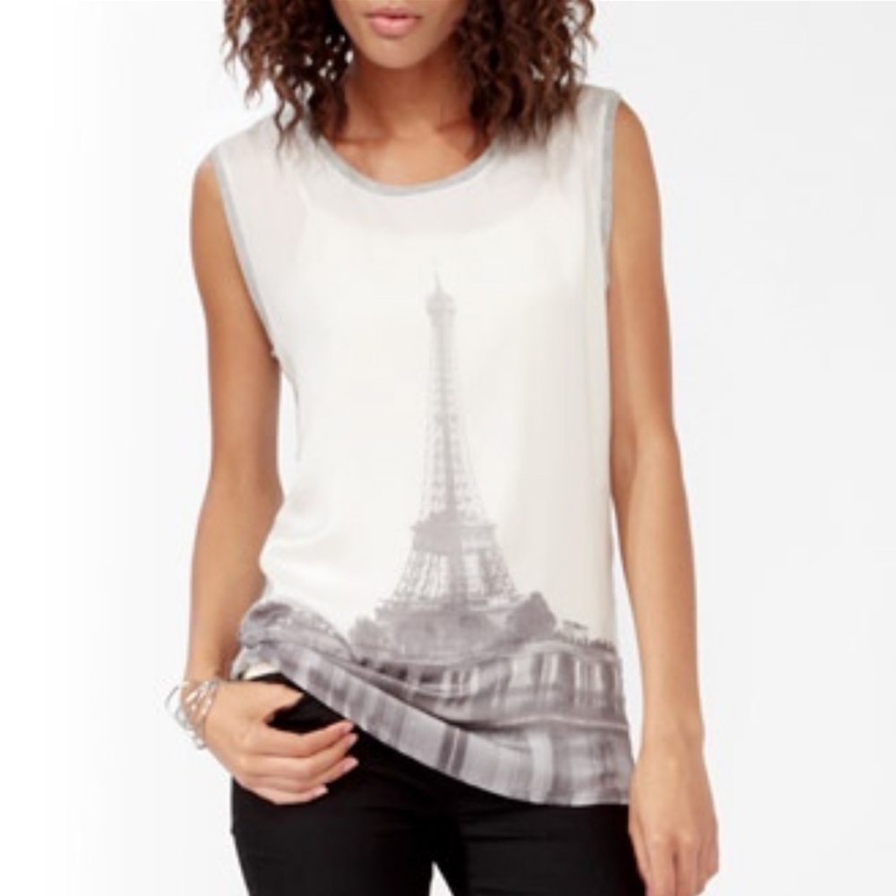 F21 Y2K Eiffel Towel Graphic Sleeveless Tunic